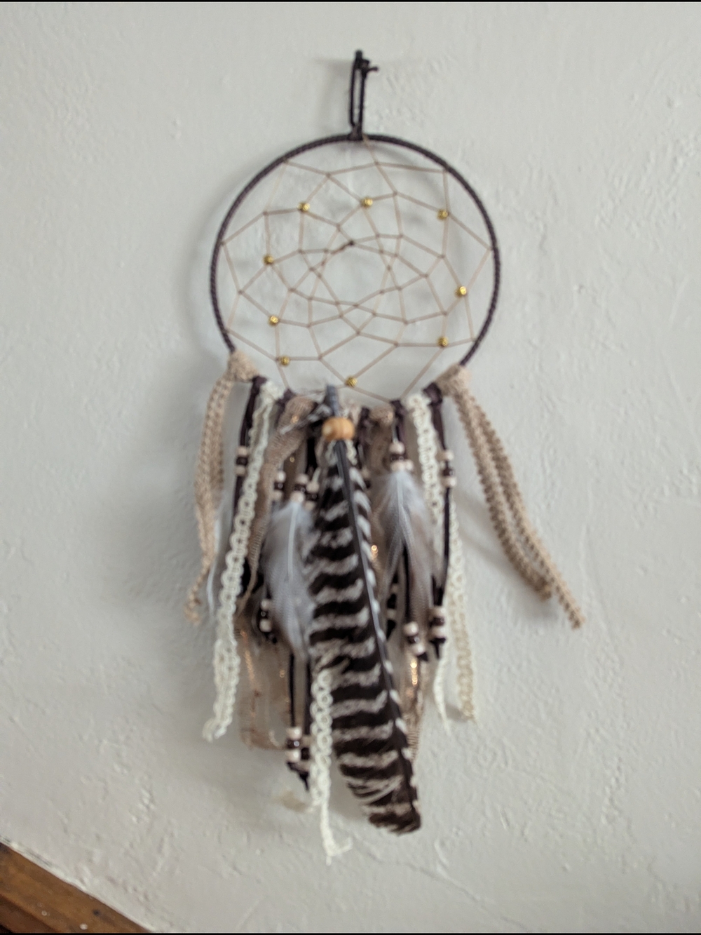 Boho Feather Dreamcatcher in Neutral Browns & Creams